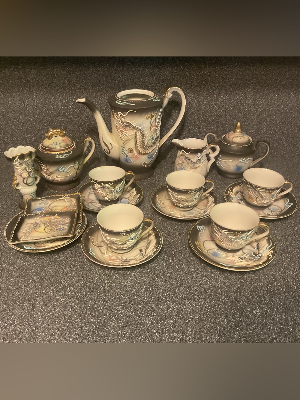 Vintage Dragonware Moriage Tea Set Lot JB Betson NicoNico Japan China 20 Pieces